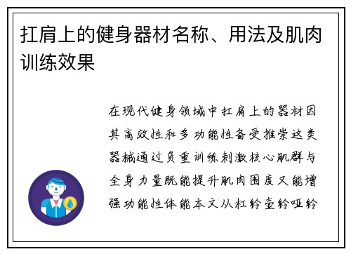 扛肩上的健身器材名称、用法及肌肉训练效果